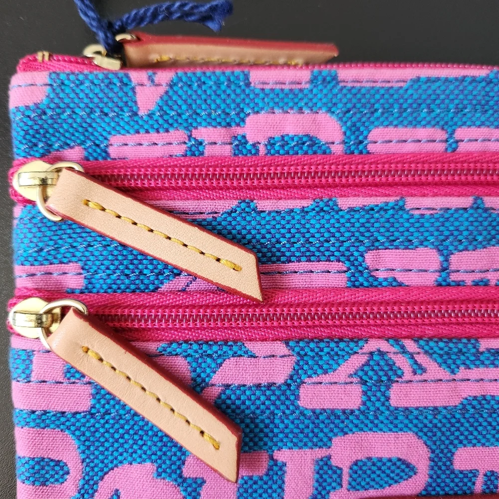 Dooney Blue Triple Zip Pouch - Picture 2 of 8